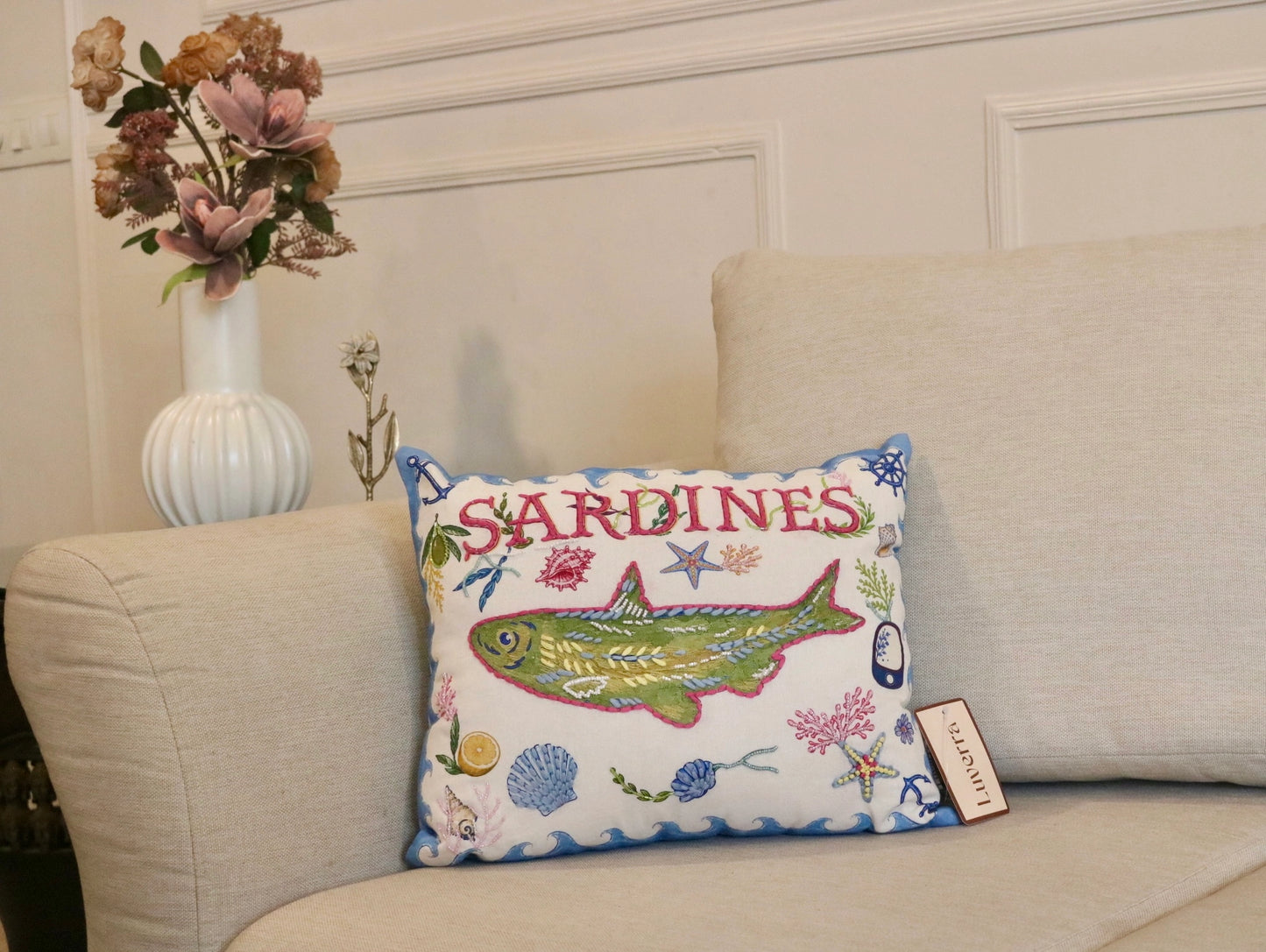 Sardines handcrafted Cushion