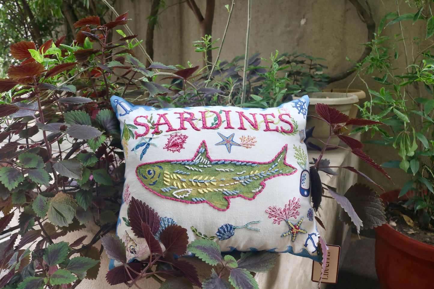 Sardines handcrafted Cushion