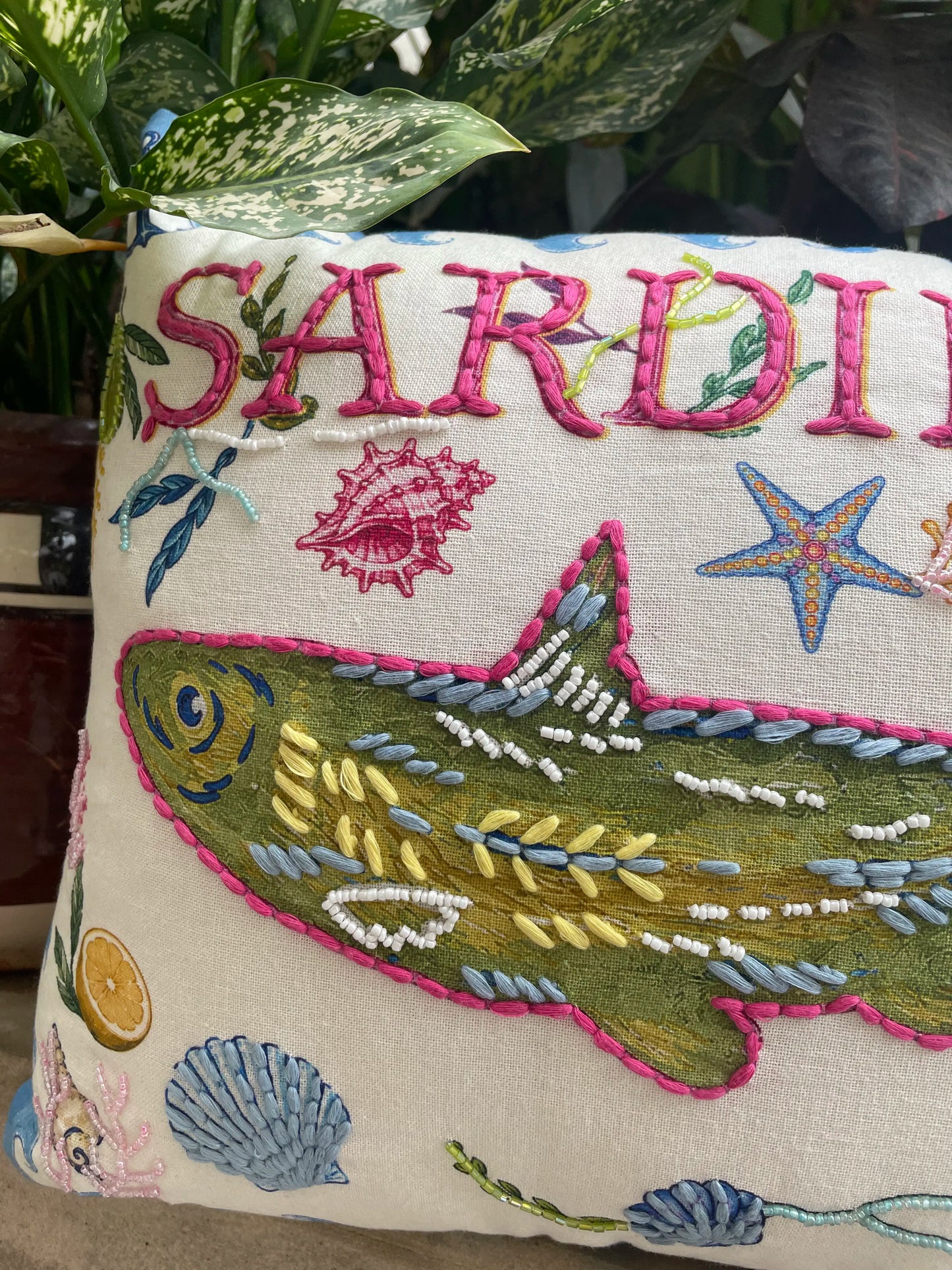 Sardines handcrafted Cushion