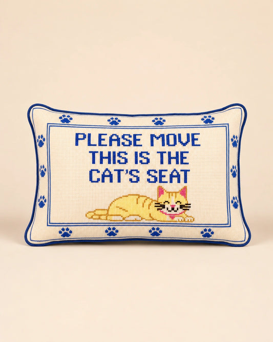 Cat's seat cross-stitch cushion