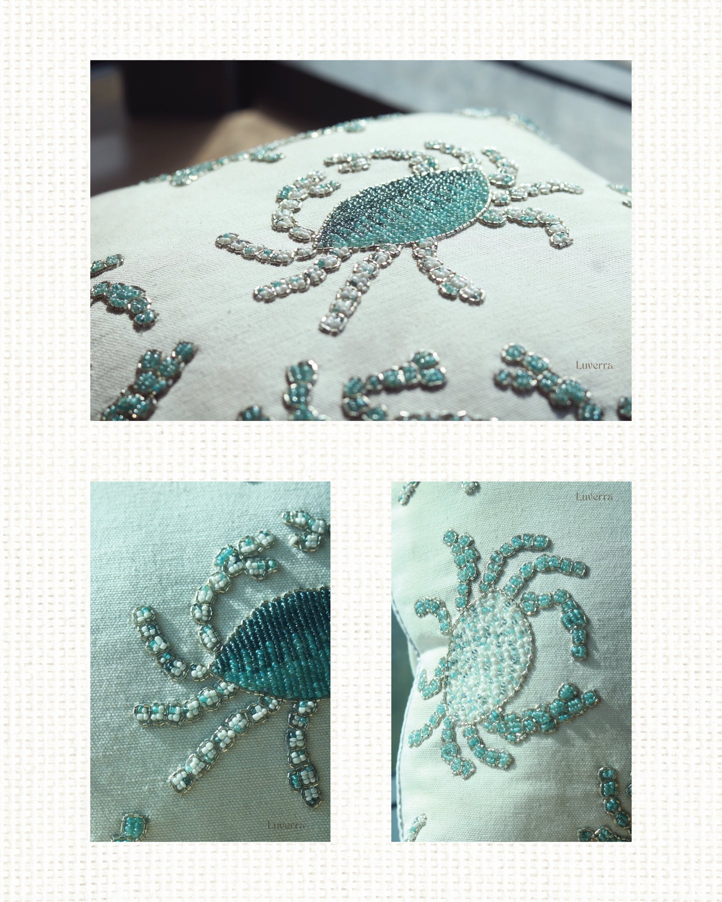 Beaded crab cushion